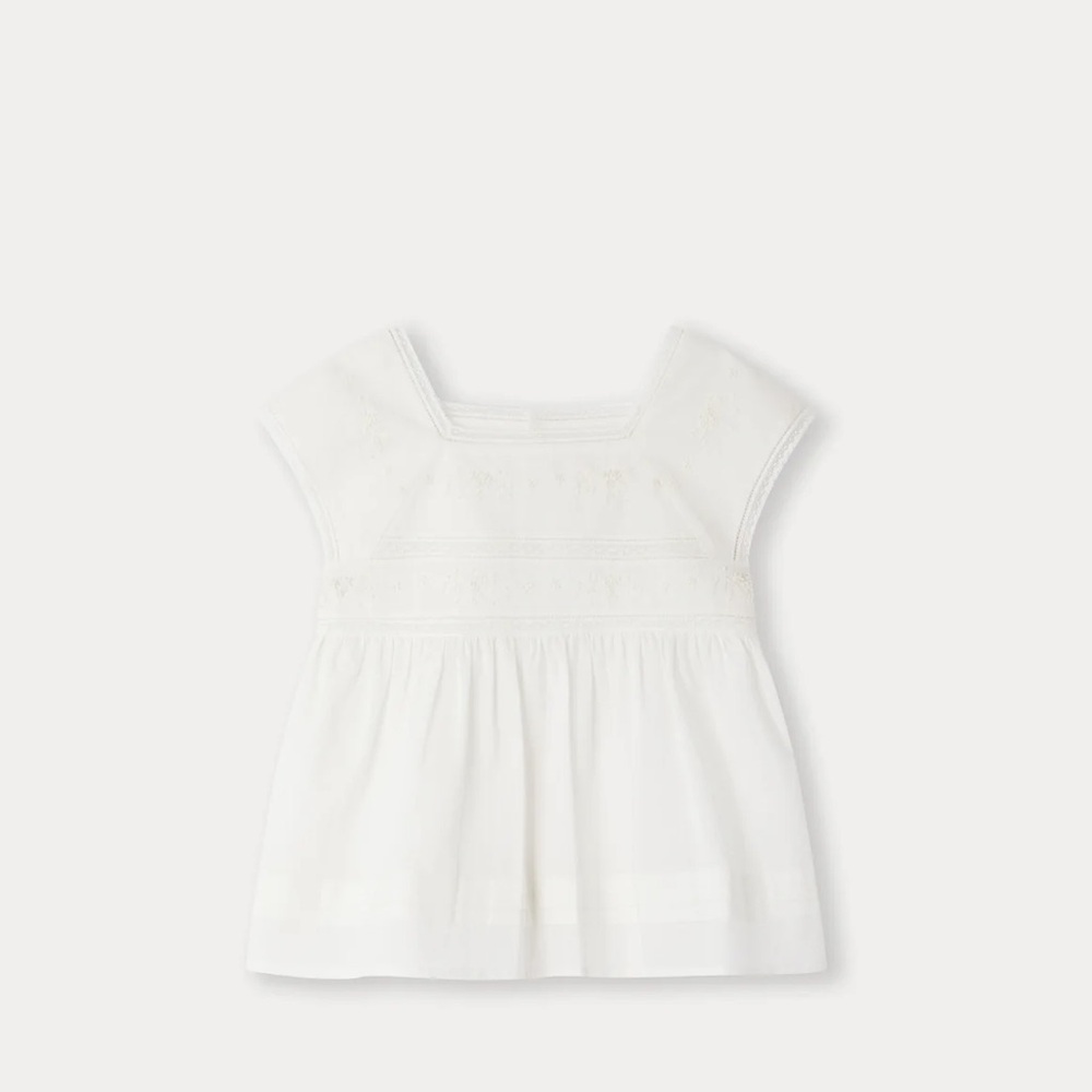 Bonpoint Flower Blouse milk white 4T